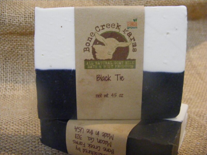Natural goat milk soap from Bone Creek Farms, labeled 