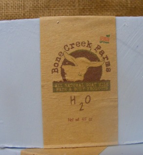 Label of Bone Creek Farms goat milk product, featuring natural ingredients, with a focus on quality and sustainability. The label indicates a net weight of 45 ounces.